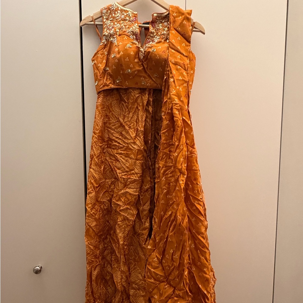Orange Embroidered Sari